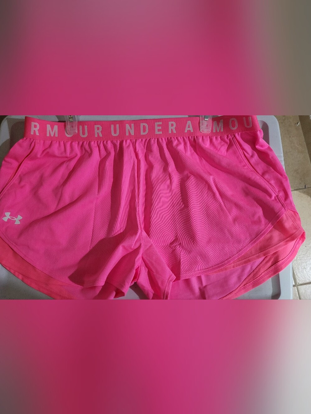 Under Armour Women’s Hot Pink Athletic  Loose Running Shorts 2XL